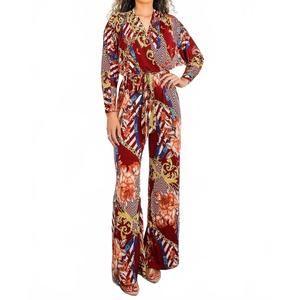 NEW SURELYMINE boho chic wide leg jumpsuit in red